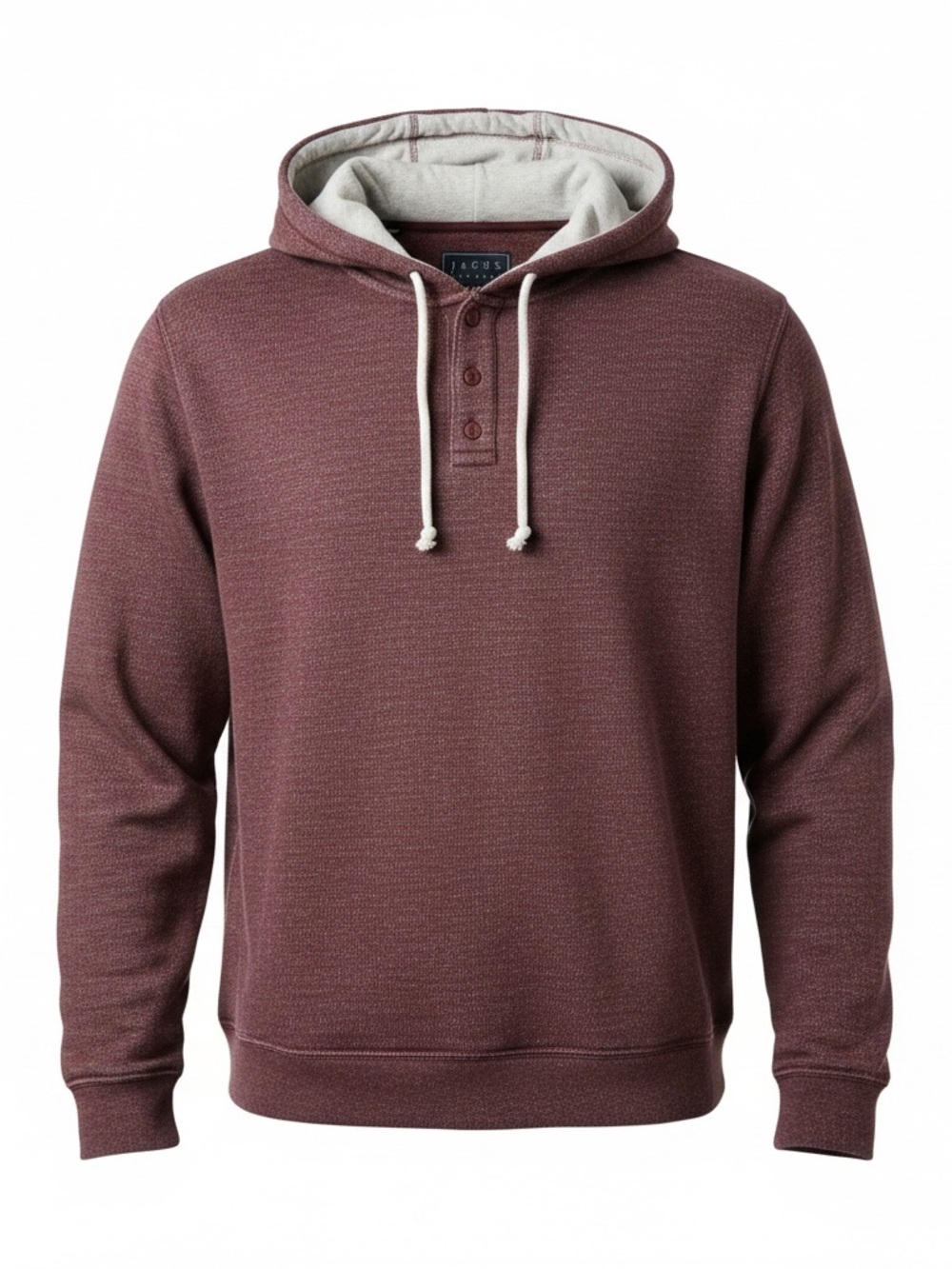 Men's Hooded Henley Sweatshirt in Maroon by Jacob